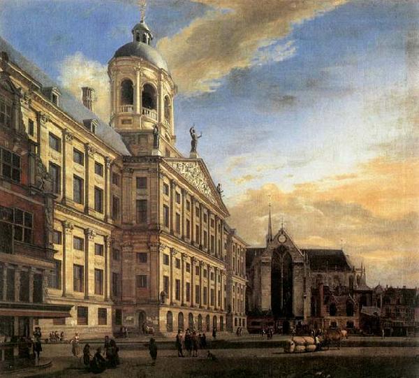 HEYDEN, Jan van der Amsterdam, Dam Square with the Town Hall and the Nieuwe Kerk